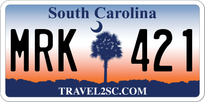 SC license plate MRK421