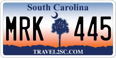 SC license plate MRK445