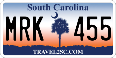 SC license plate MRK455