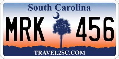 SC license plate MRK456