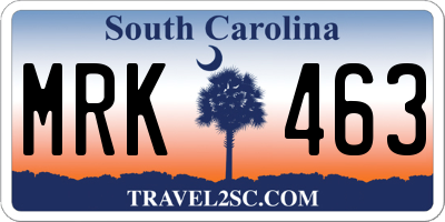 SC license plate MRK463