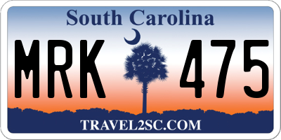 SC license plate MRK475