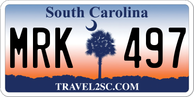 SC license plate MRK497
