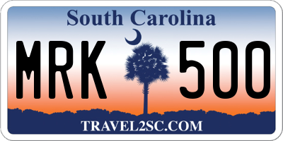SC license plate MRK500