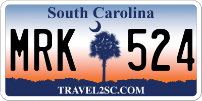 SC license plate MRK524