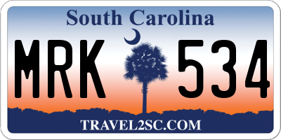 SC license plate MRK534