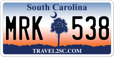 SC license plate MRK538