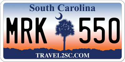 SC license plate MRK550