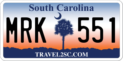SC license plate MRK551
