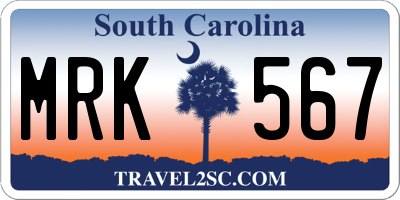 SC license plate MRK567