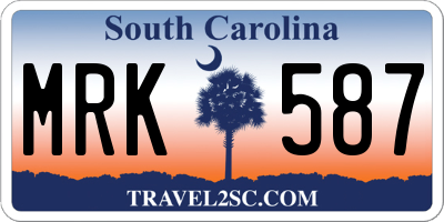 SC license plate MRK587