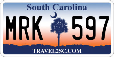 SC license plate MRK597