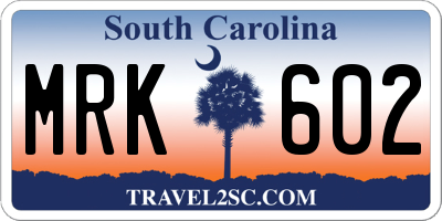 SC license plate MRK602