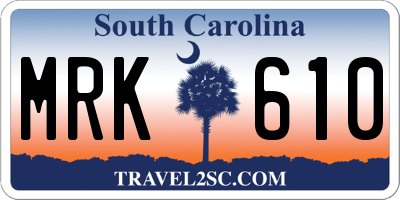 SC license plate MRK610