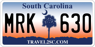 SC license plate MRK630