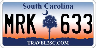 SC license plate MRK633