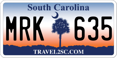 SC license plate MRK635