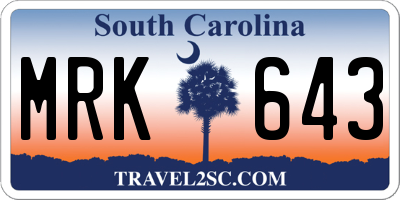 SC license plate MRK643