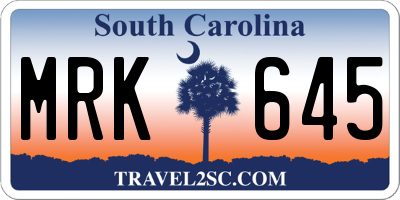 SC license plate MRK645