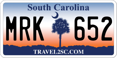SC license plate MRK652