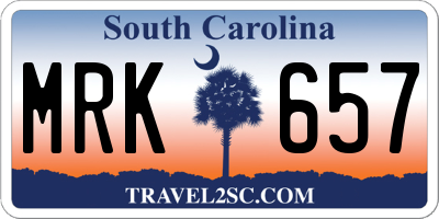 SC license plate MRK657