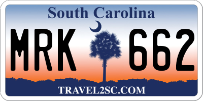 SC license plate MRK662