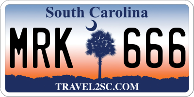 SC license plate MRK666