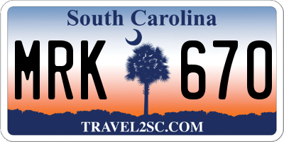 SC license plate MRK670