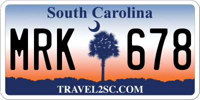 SC license plate MRK678