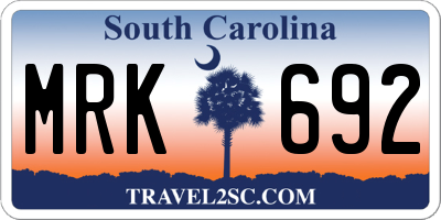 SC license plate MRK692