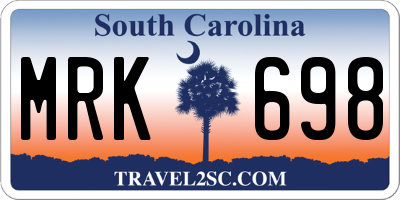 SC license plate MRK698