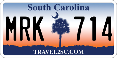 SC license plate MRK714