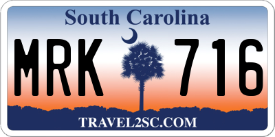 SC license plate MRK716
