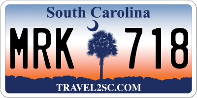 SC license plate MRK718