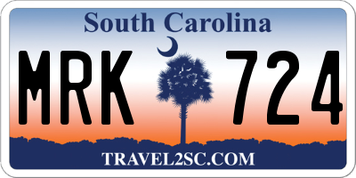 SC license plate MRK724