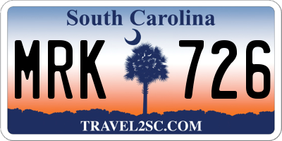SC license plate MRK726