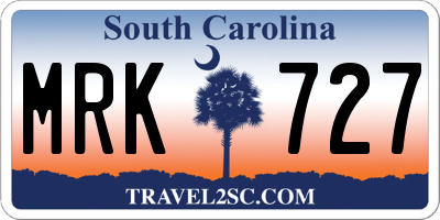SC license plate MRK727
