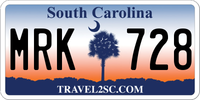 SC license plate MRK728