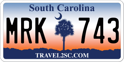 SC license plate MRK743