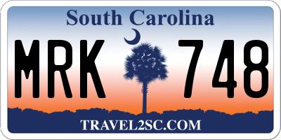 SC license plate MRK748