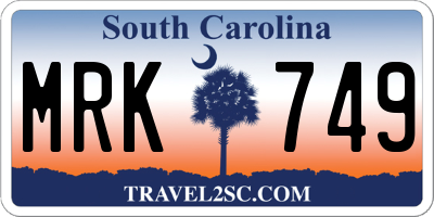 SC license plate MRK749