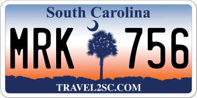 SC license plate MRK756