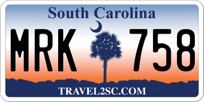 SC license plate MRK758
