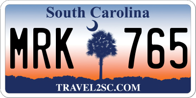 SC license plate MRK765