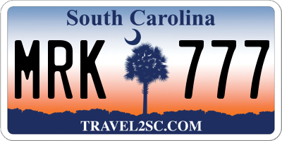SC license plate MRK777