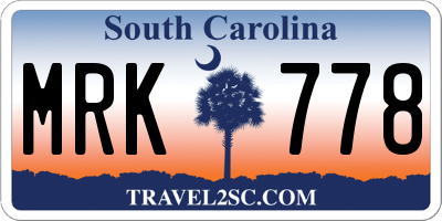 SC license plate MRK778