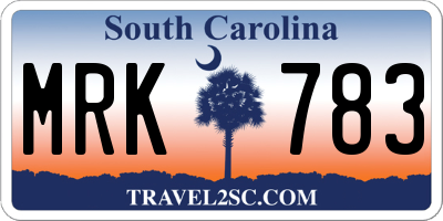 SC license plate MRK783