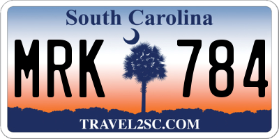 SC license plate MRK784