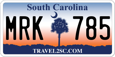 SC license plate MRK785
