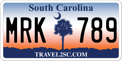 SC license plate MRK789